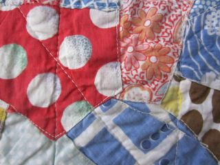 Vtg Antique 1930s Crazy Quilt Feedsack Fabric Table or Doll Quilt 20 