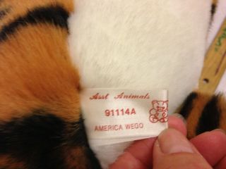 America Wego Tiger 1990 ' s plush Stuffed Animal Vintage GUC 5