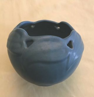 Antique Van Briggle green blue rose bowl vase Colo Spgs,  signed 4 