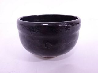 89573 Japanese Tea Ceremony Black Raku Tea Bowl / Chawan