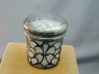 Antique Sterling Silver Pierced Tiffany & Co Jar With Glass Insert