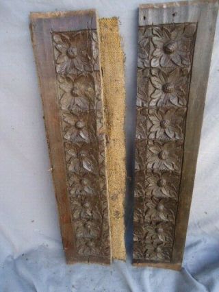 TWO RARE 16TH CENTURY OAK CARVED FLOWER HEADS PANEL 8