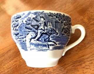 Antique Liberty Blue English Staffordshire Paul Revere Pattern China Cups X 4