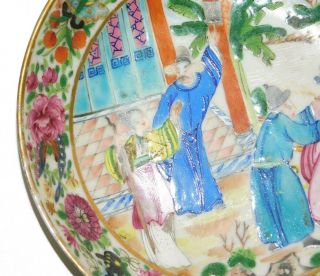 FINE,  ANTIQUE,  CHINESE 19TH.  C FAMILLE ROSE CANTON FIGURES DISH,  SAUCER,  QING 3