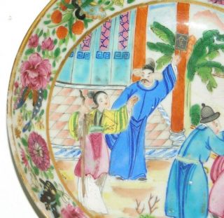 FINE,  ANTIQUE,  CHINESE 19TH.  C FAMILLE ROSE CANTON FIGURES DISH,  SAUCER,  QING 4
