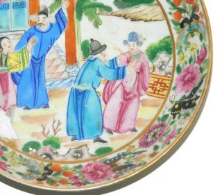 FINE,  ANTIQUE,  CHINESE 19TH.  C FAMILLE ROSE CANTON FIGURES DISH,  SAUCER,  QING 5
