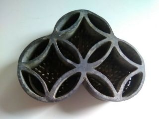 Unique,  Antique Inverted Diamond Circle Flower Frog.  Iron&sturdy,  3x4 In