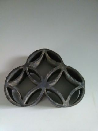 Unique,  Antique Inverted Diamond Circle Flower Frog.  Iron&Sturdy,  3x4 in 3