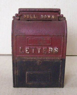 Antique Vintage Cast Iron Still Bank U.  S.  Mail Post Office Letter Box Old Paint