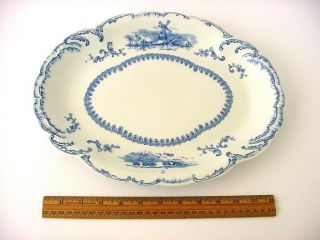 Antique Ridgways English Platter Blue,  White Delft
