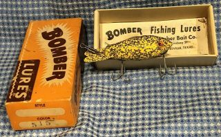 Vintage Fishing Lure,  Bomber Bait Co. ,  Bomber 515 Yellow With Silver Flakes