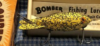 Vintage Fishing Lure,  Bomber Bait Co. ,  Bomber 515 Yellow with Silver Flakes 2