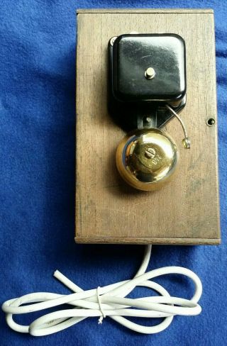Vintage Antique Electric Bakelite / Brass Door Alarm Butler Bell & Transformer