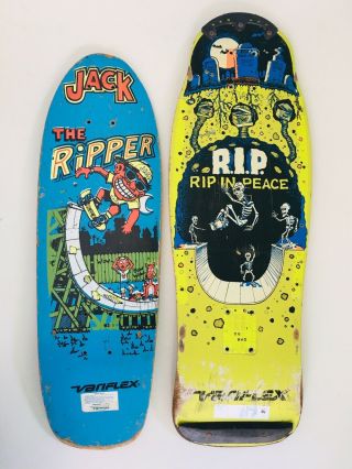 2 Vintage 1980’s Skateboard Decks,  Jack The Ripper,  And,  Rip In Peace,  Variflex