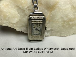 Antique Elgin 14k Gold Filled Art Deco Ladies Wristwatch - Band Not Marked Gf