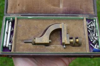 Antique Watchmakers |unusual Staking/press Tool In Fitted Baize Leatherette Box