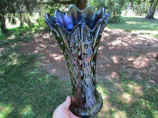 Northwood Tree Trunk Antique Carnival Glass Mid - Sized Vase 4 5/8 " Base Purple