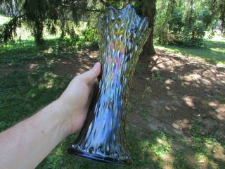 Northwood TREE TRUNK ANTIQUE CARNIVAL GLASS MID - SIZED VASE 4 5/8 