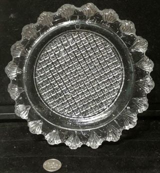 Antique Sandwich Lacy Diamond Check And Fan Flint Glass Plate,  C.  1828