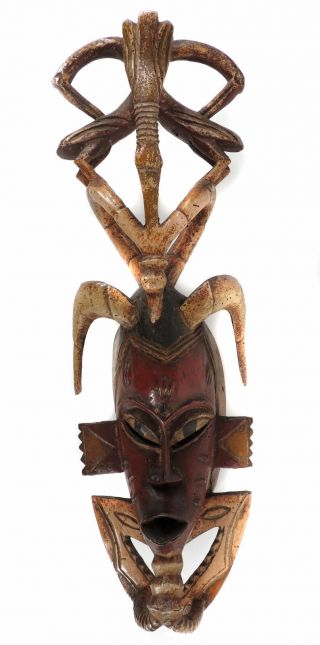 Guro Mask Horned Bird Motif African Art