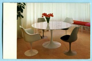 1968 Eero Saarinen Table & Chairs Knoll Associates Mid Century Modern Postcard