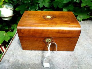 Antique Sewing/jewellery Box.  Lock &key.  Dome Toped With Tunbridge Ware.