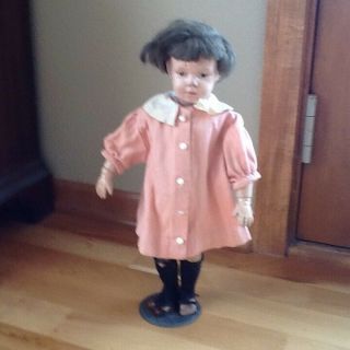 Antique Schoenhut Doll 16 In Antique Schoenhut Wooden Doll,  Wig,  With C