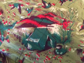 Vintage Flannel Lined Sleeping Bag Bird Hunting Camping Tents Guns Canvas Outer