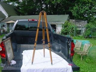 Antique Wood Tripod Brass Fitted Military Surveyors