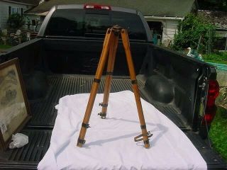 ANTIQUE WOOD TRIPOD BRASS FITTED MILITARY SURVEYORS 6