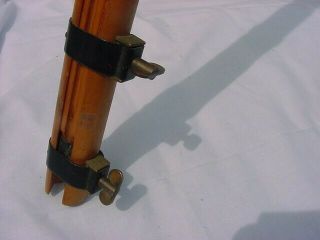 ANTIQUE WOOD TRIPOD BRASS FITTED MILITARY SURVEYORS 7