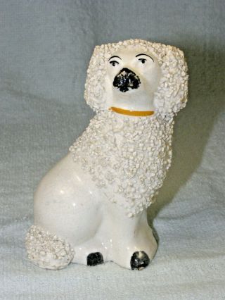 Antique English Staffordshire Hand Painted Poodle Dog