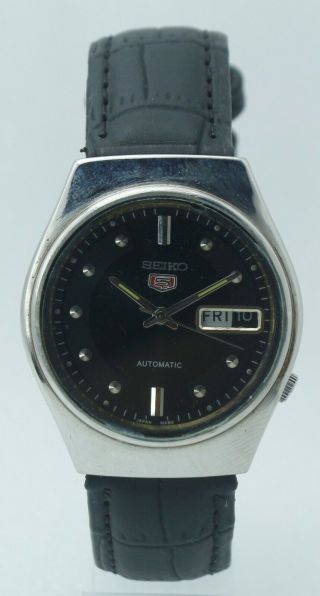 Vintage 6309 Seiko 5 Automatic Day&date Black Face Mens Watch