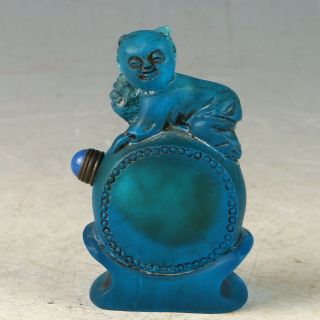 Chinese Exquisite Glaze Handwork Carved Kid Snuff Bottle Cc0880