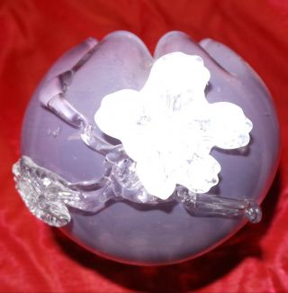 Antique Victorian Amethyst Glass Rose Bowl with Applied Flowers 2