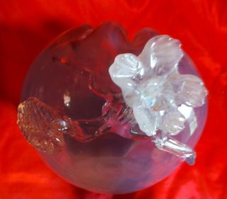 Antique Victorian Amethyst Glass Rose Bowl with Applied Flowers 8