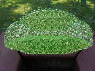 Antique Eapg Pattern Glass Daisy & Button Canary Vaseline Bowl Unusual Shape