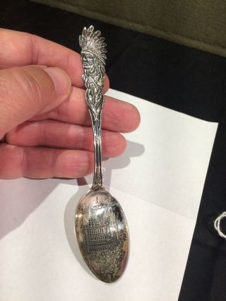 925 Sterling Silver Indian Head Salt Lake City Temple Souvenir Spoon