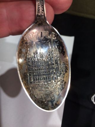 925 Sterling Silver Indian Head Salt Lake City Temple Souvenir Spoon 4