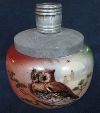 Antique Handel Lamp Co Ware Humidor Tobacco Jar Owl Decoration Shakespeare Quote