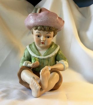 Vintage Boy Bisque Piano Doll By A.  A.  Importing Co Large Figurine