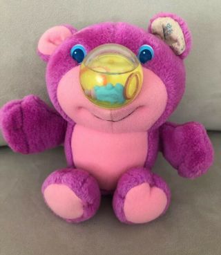 Vintage Playskool Mini Nosy Bear Fuchsia Pink Bear Plush