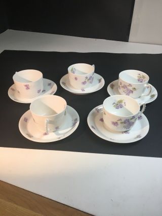 Antique Porcelain Ceramic Vienna Austria Tea Cup And Saucer Set Flower Pattern