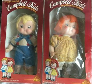 Vintage Campbell Kids Boy And Girl Dolls In Boxes