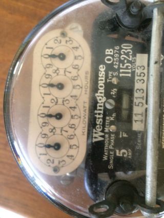 Westinghouse ELECTRIC WATT HOUR METER LAMP Antique 4