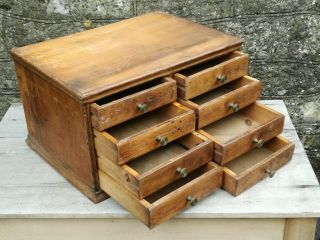 Antique Edwardian Wooden Table Top Drawers Chest Cabinet Shoe Laces Shop Bath