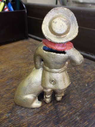 Antique Vtg AC Williams Cast Iron Buster Brown Tige Still Penny Bank NR 3