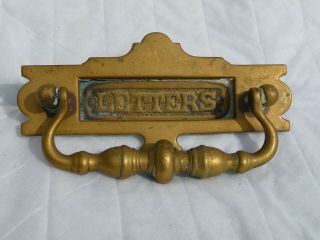 Antique Victorian Brass Letterbox Door Knocker Posting Slot Late 19th Century