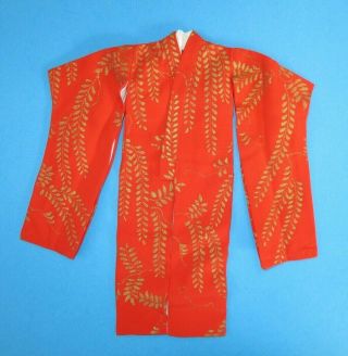 Vintage Barbie In Japan 0821 Red Kimono With Gold Leaves