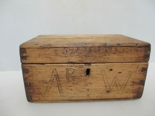 Vintage Wooden Box Brass Hinges Antique Storage Old Crate Wood Pine A.  R.  W